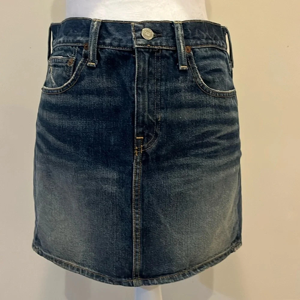 Polo by Ralph Lauren Faded Dark Blue Denim Mini Skirt